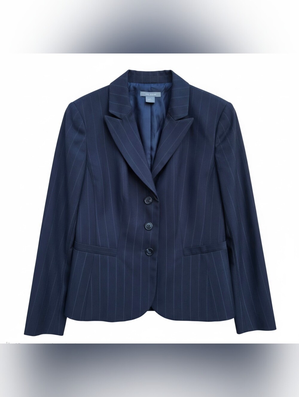 Ann Taylor Midnight Navy / Black Pinstripe Blazer Suit Jacket Size 8